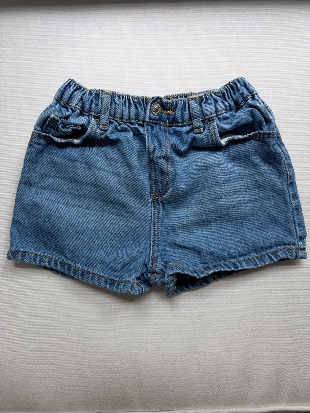 Zara Girls' Blue Denim Elastic-Waist Shorts 3-4Y